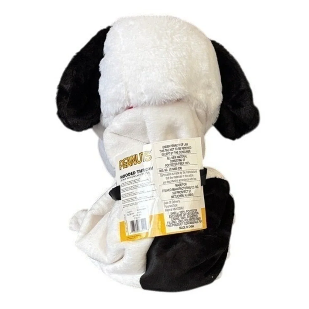 Peanuts Snoopy Hooded Throw Blanket - Black and White 30in x 50in NEW